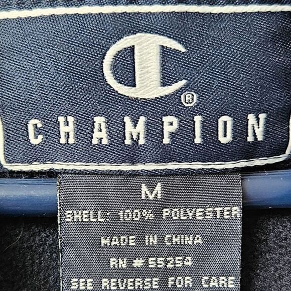 CHAMPION Men's New Gray & Blue 1/2 Zip-Up  Fleece Pullover Hoody. - Picture 6 of 9